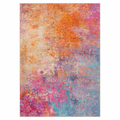 Multicolour Abstract Area Rug | Washable Orange Pink Teal Rug — Vivian