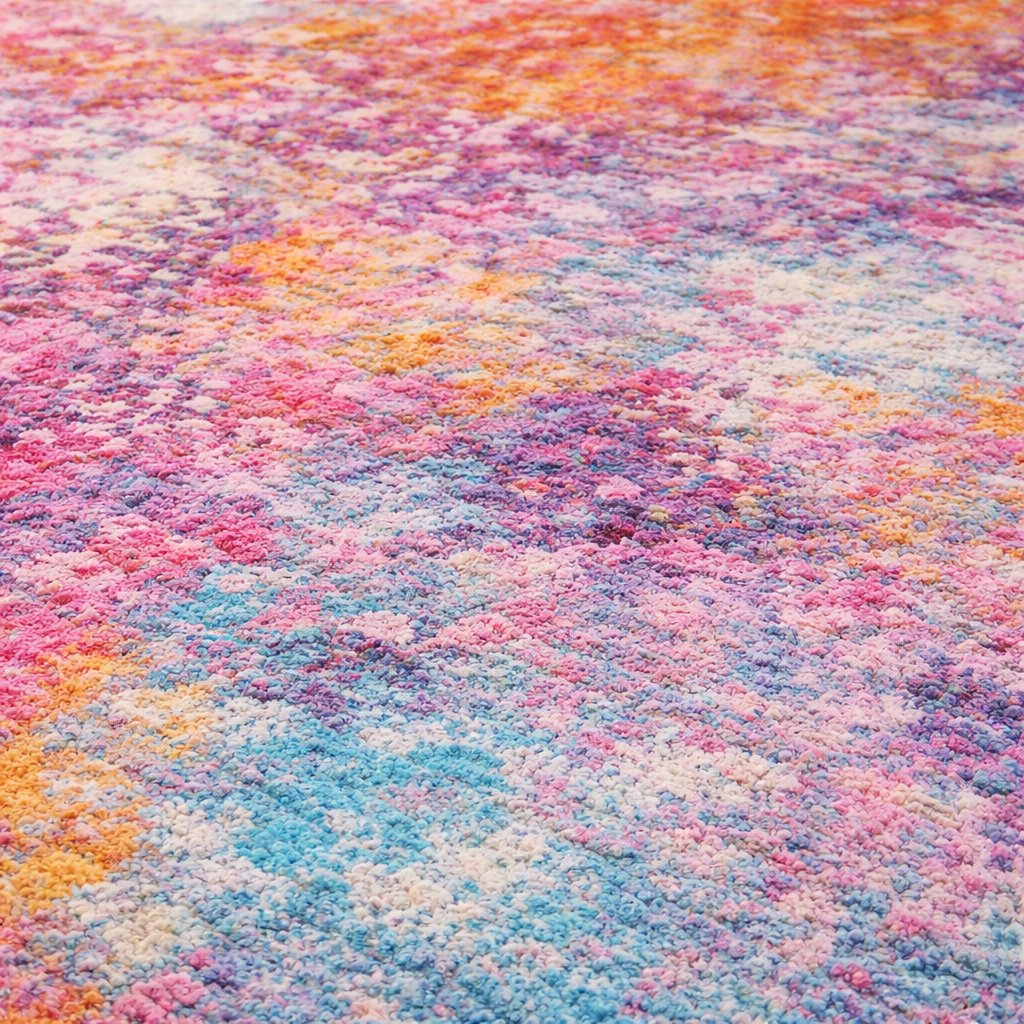 Multicolour Abstract Area Rug | Washable Orange Pink Teal Rug — Vivian