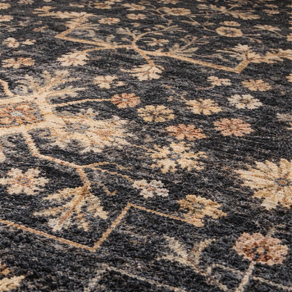 Grey Vintage Medallion Washable Area Rug | Distressed Rug — Ashford