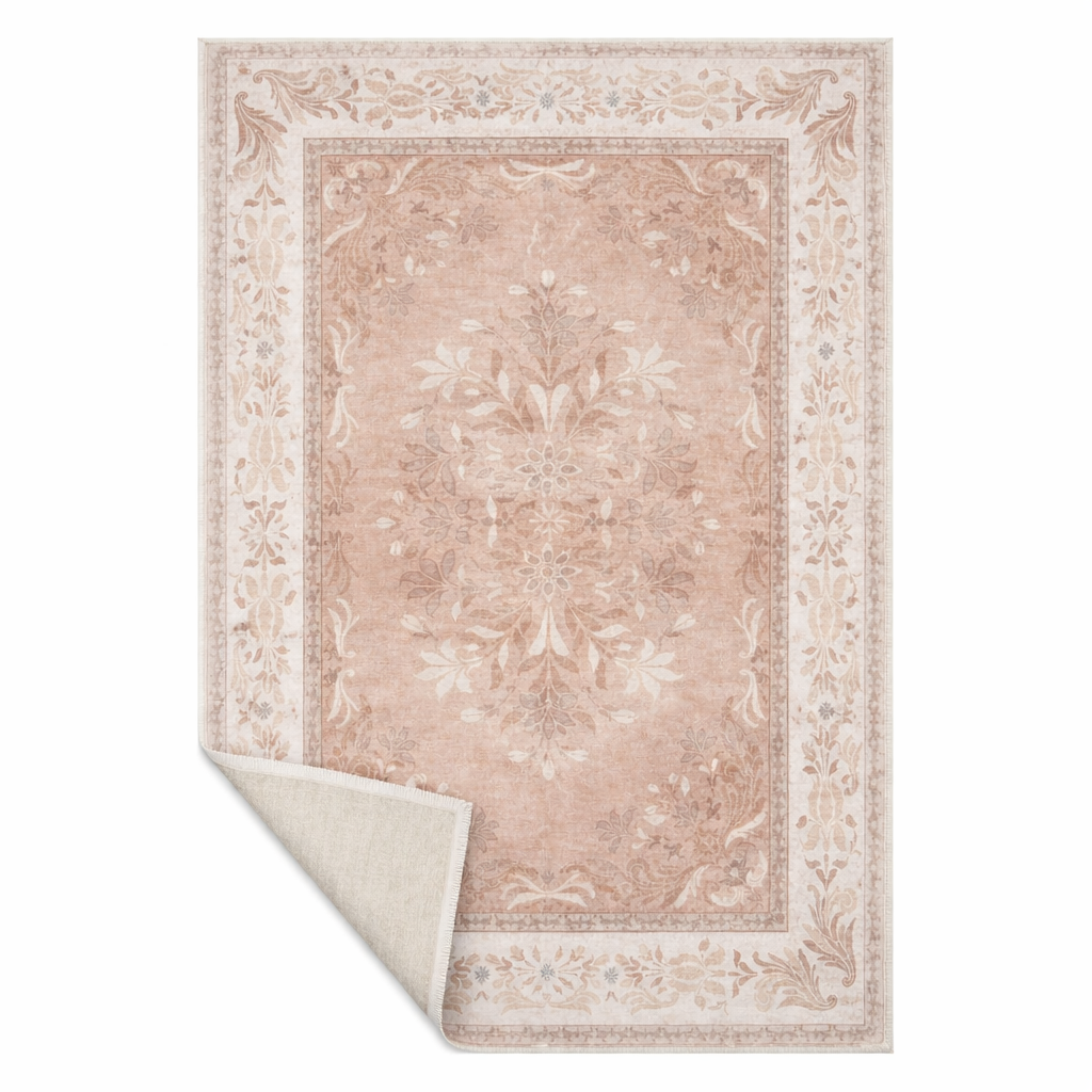 Vintage Floral Area Rug | Botanical Washable Rug — Veloura